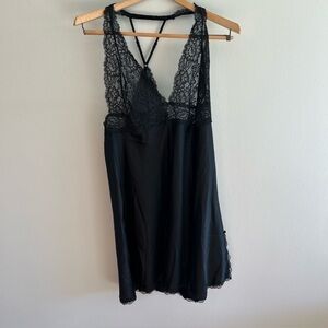 Victoria's Secret Black Lace Chemise with Criss-Cross Back Sz S NWOT